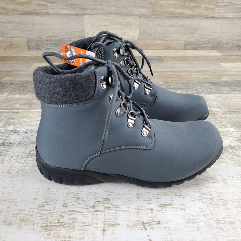 Propet Dani Ankle Lace Womens Snow Boots Sz 7.5 M Gray Faux Fur Lined Waterproof